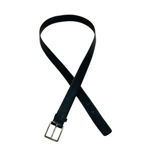 Vintage Karung Snakeskin Black Belt with Brass Buckle